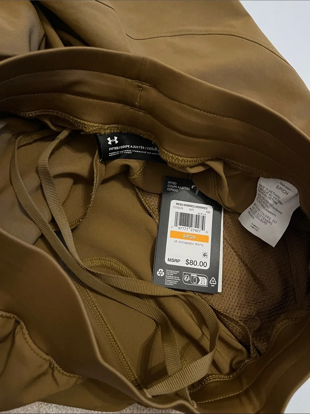 Under Armour UA Unstoppable Shorts Mens S Fitted Brown storm 1370378-498 $80